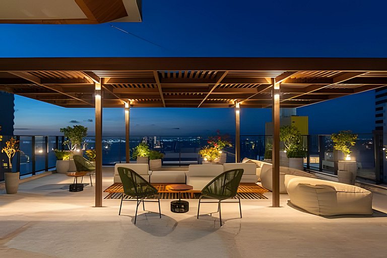 Studio Moderno em Salvador c/ Rooftop Sensacional