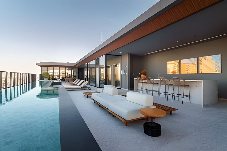 Studio Moderno em Salvador c/ Rooftop Sensacional