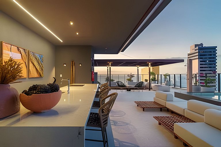Studio Moderno em Salvador c/ Rooftop Sensacional